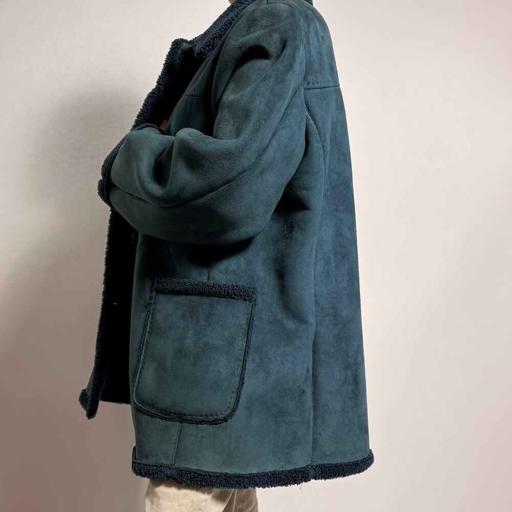 Vintage Jones New York Blue Faux Shearling Coat - Size XL - Picture 3 of 9